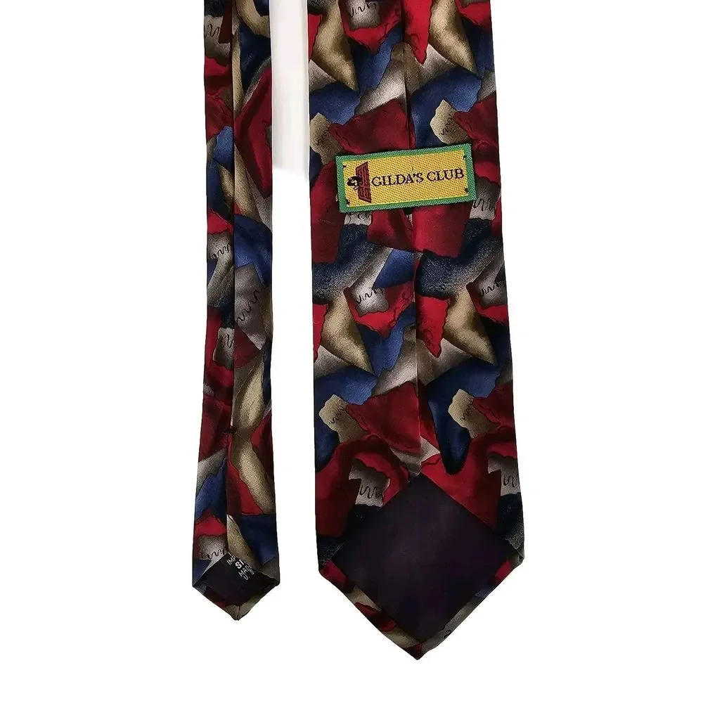Gilda's Club Vintage Necktie‎ Abstract Made In USA Multicolor 100% Silk 57
